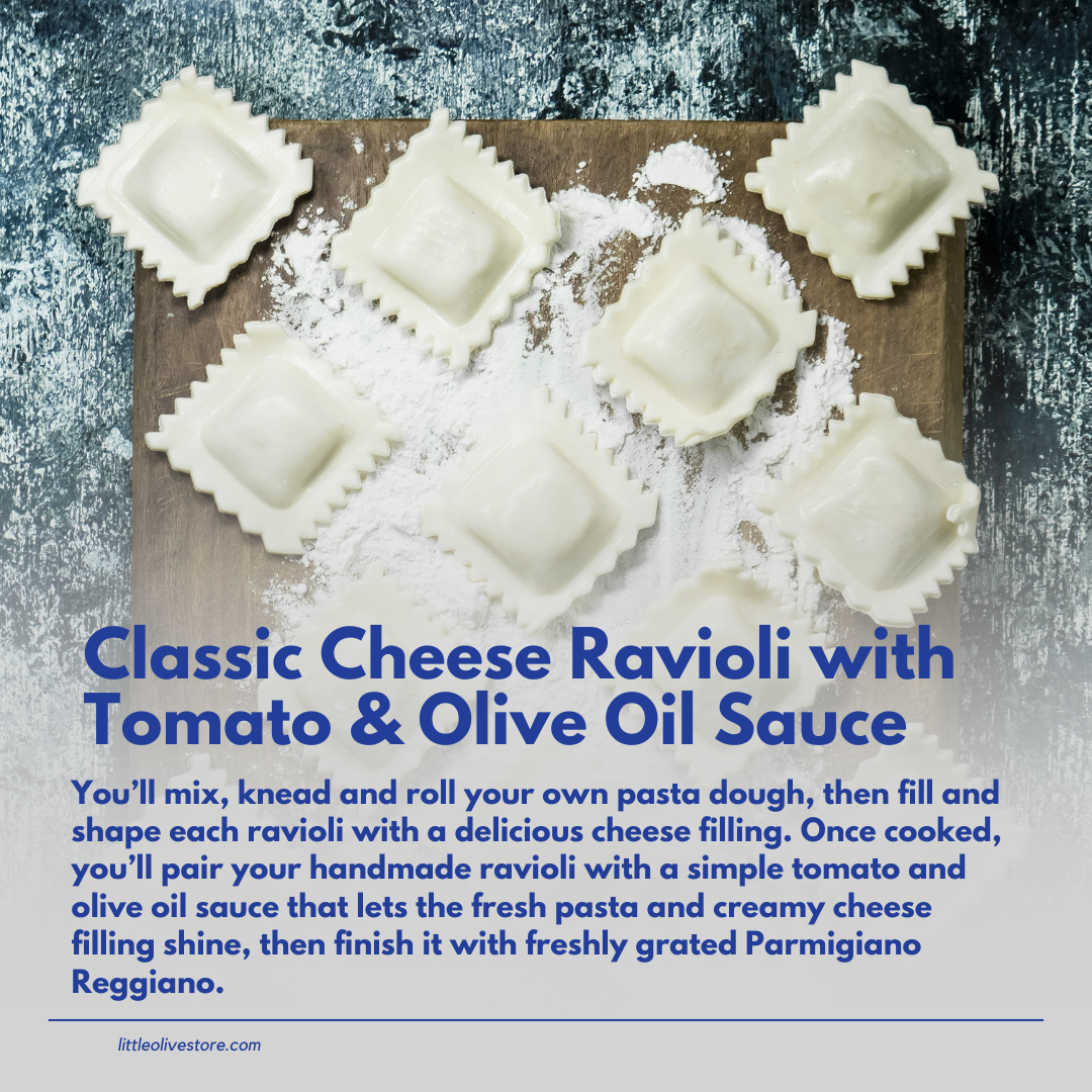 Classic Cheese Ravioli with Tomato & Olive Oil Sauce