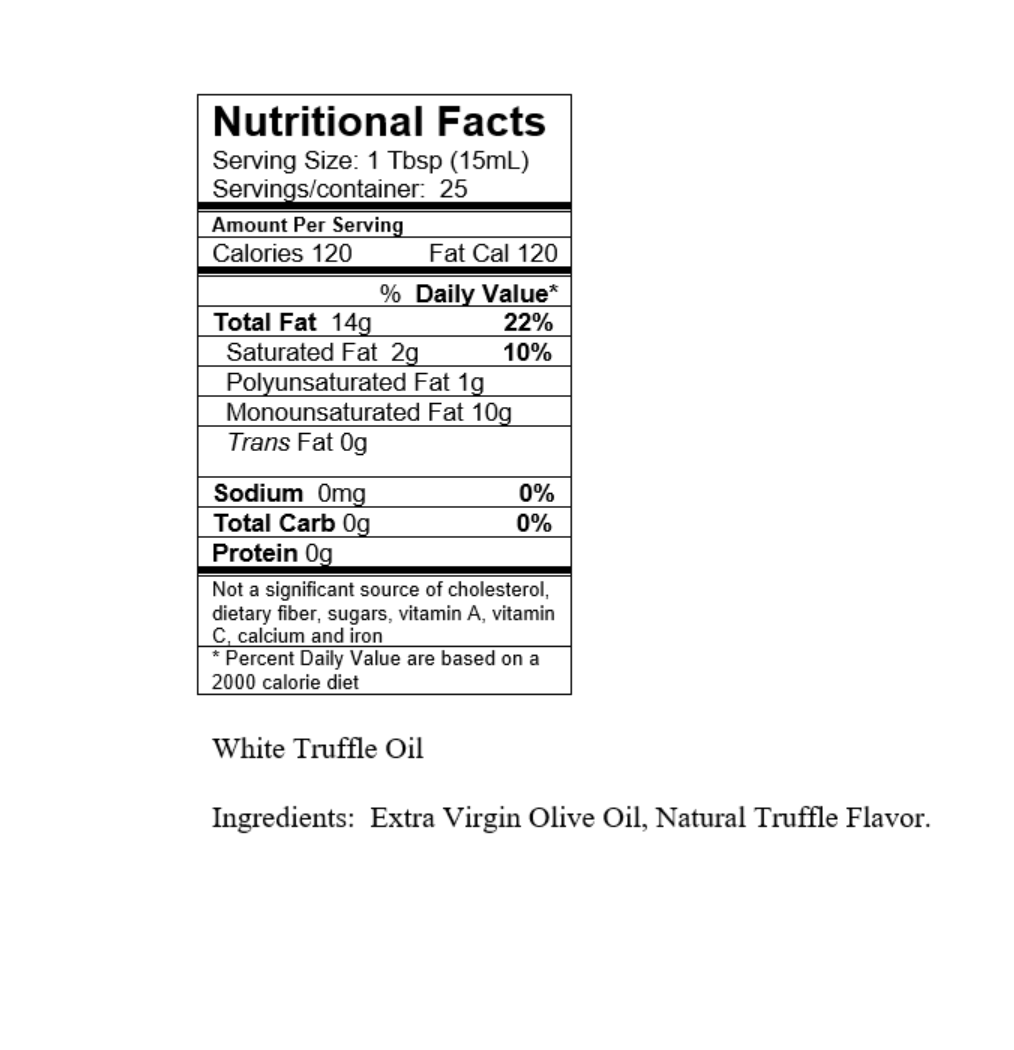 White Truffle Extra Virgin Olive Oil