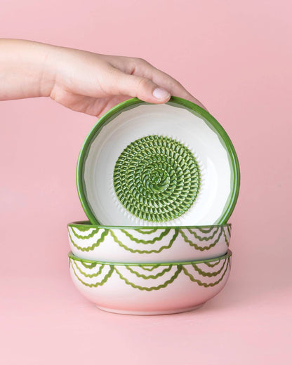 Garlic Grater Bowl - Medium Vintage Ceramic - Roots
