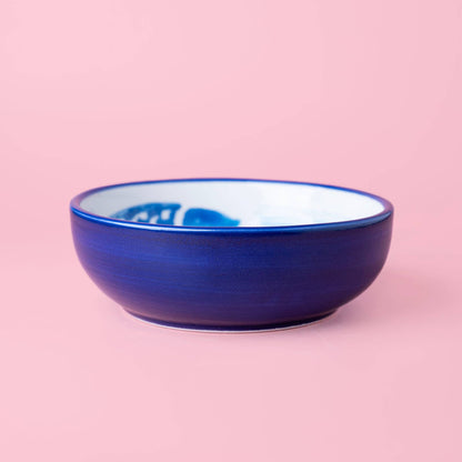 Ceramic Garlic Grater Plate - Medium Blue & White Tuna