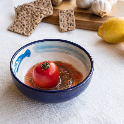 Ceramic Garlic Grater Plate - Medium Blue & White Tuna
