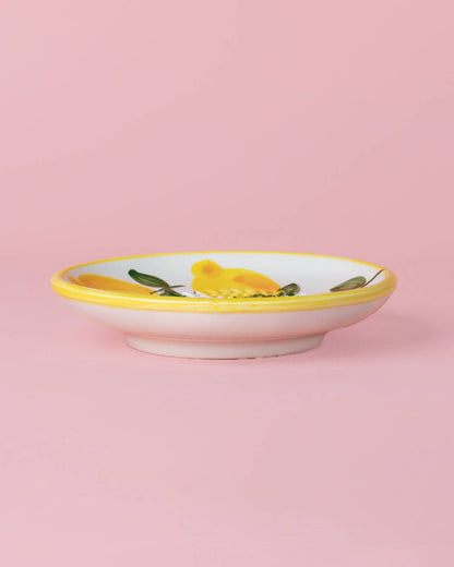 Ceramic Garlic Grater Plate - Small Yellow & White - Lemon