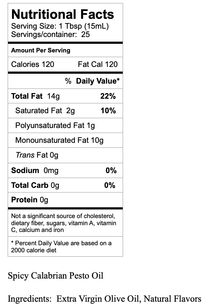 Spicy Calabrian Pesto Infused Olive Oil