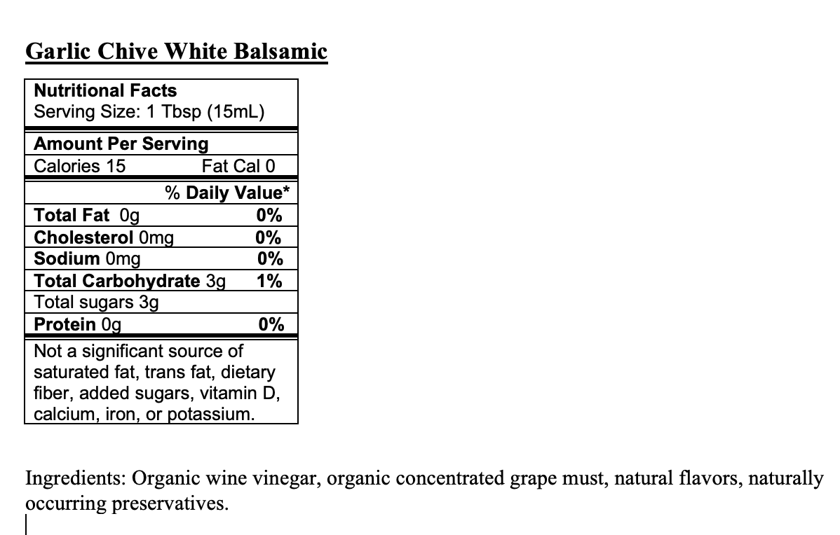 Garlic Chive White Balsamic Vinegar