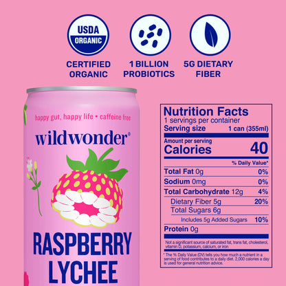 Raspberry Lychee Sparkling Prebiotic + Probiotic Drink