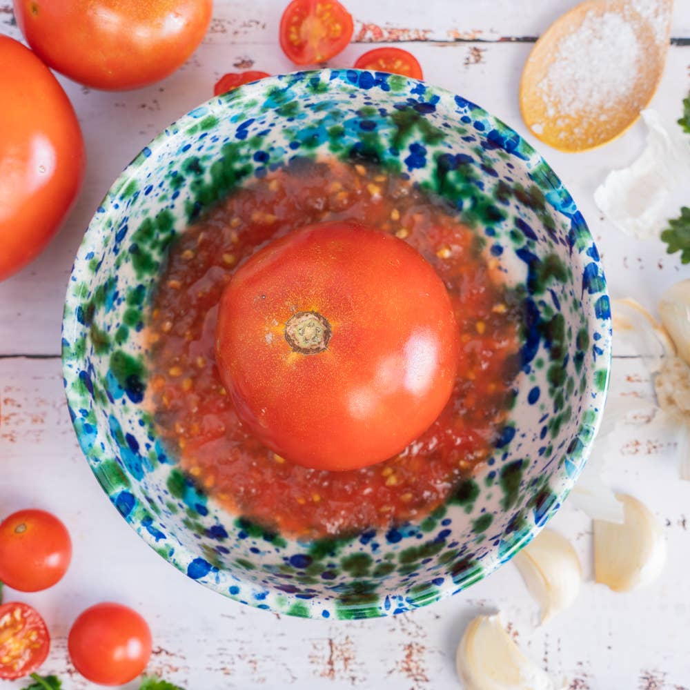 Ceramic Garlic Grater Plate - Medium Blue - Coral