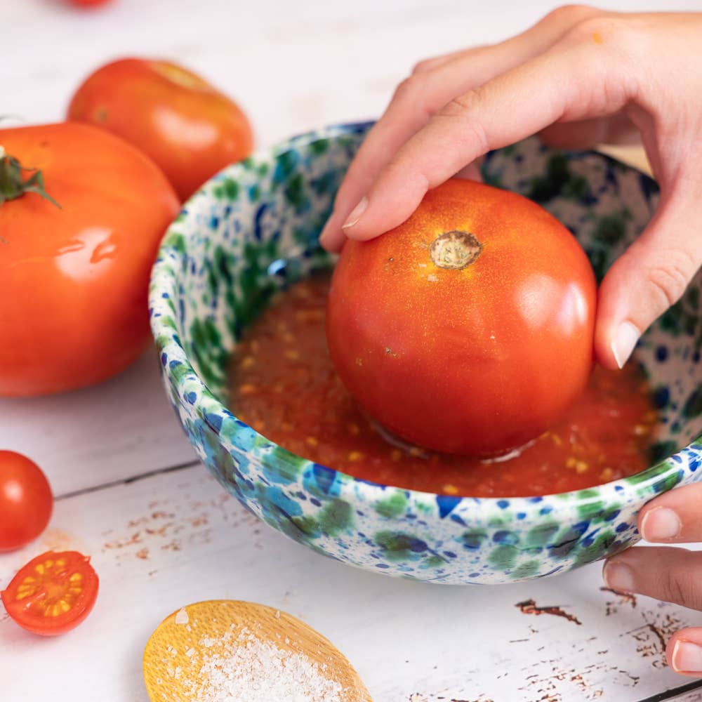 Ceramic Garlic Grater Plate - Medium Blue - Coral
