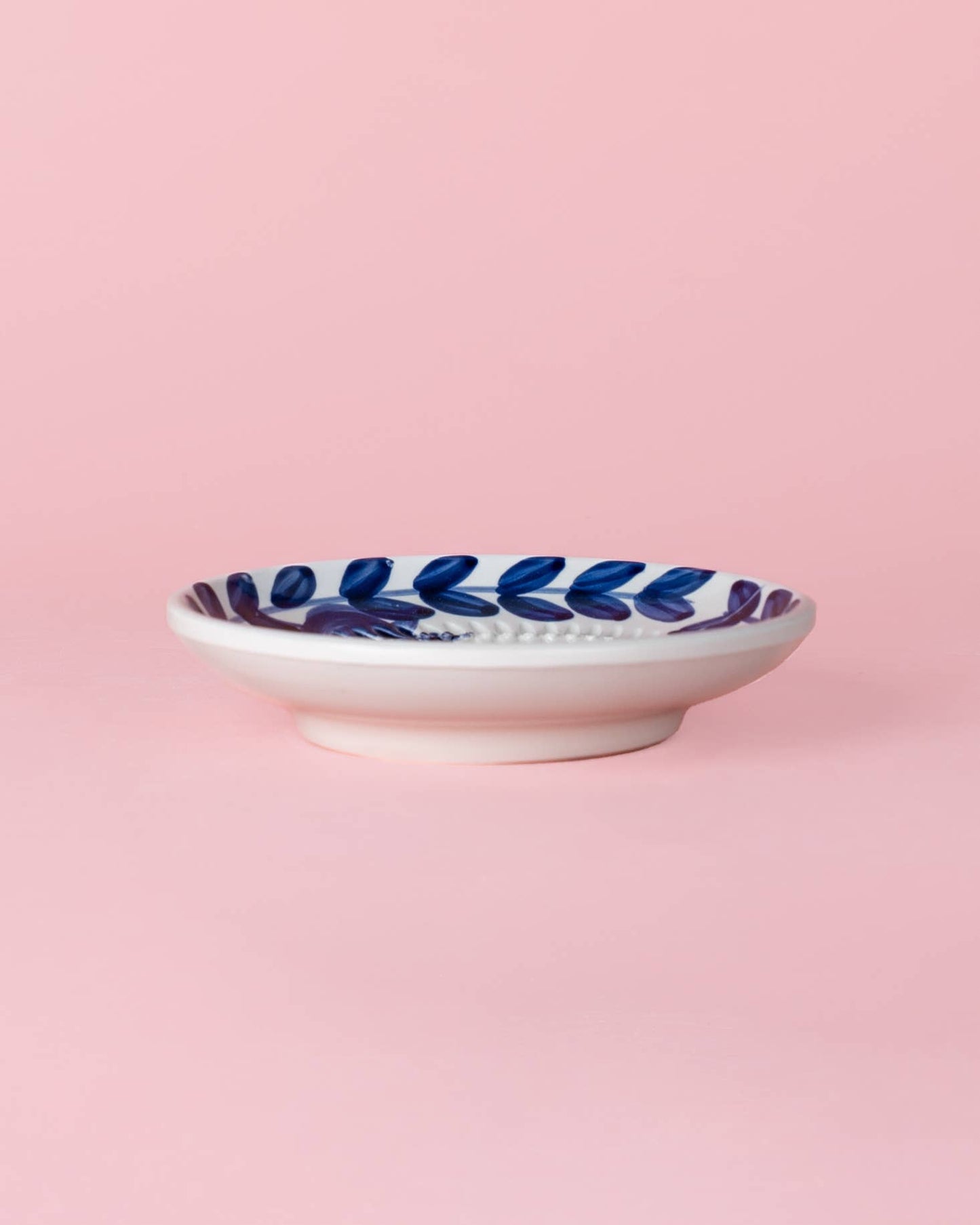 Ceramic Garlic Grater Plate - Small Blue Traditional - Nerja
