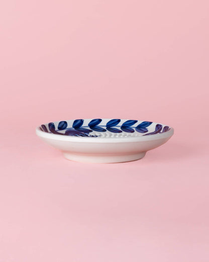Ceramic Garlic Grater Plate - Small Blue Traditional - Nerja