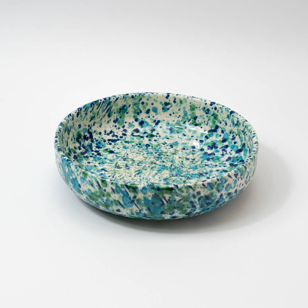 Ceramic Garlic Grater Plate - Medium Blue - Coral